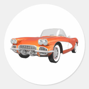 1961 Corvette C1: Orange Finish: Classic Round Sticker