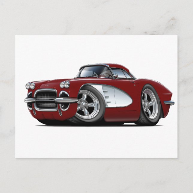 1961 Corvette Maroon Car Postcard (Front)