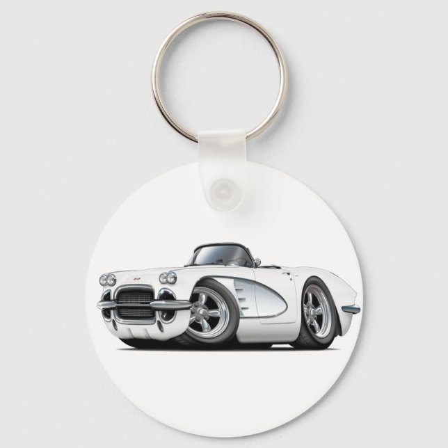 1961 Corvette White Convertible Key Ring (Front)