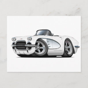 1961 Corvette White Convertible Postcard