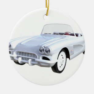 1961 White Corvette Ceramic Ornament