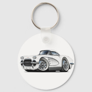 1962 Corvette White Car Key Ring