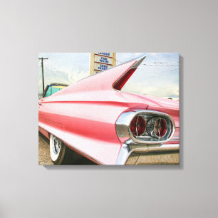 1962 pink cadillac convertible canvas print