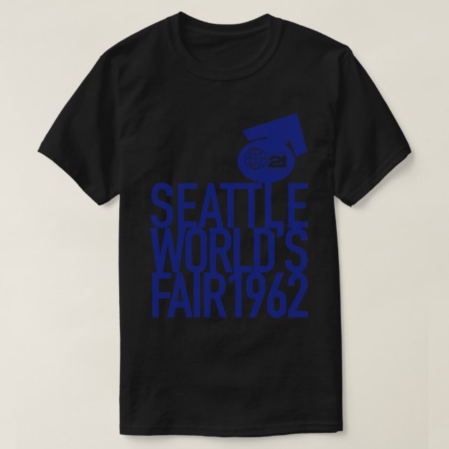 1962 Seattle Worlds Fair Block Blue T-Shirt (Design Front)