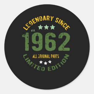 1962 Vintage Birthday Classic Round Sticker