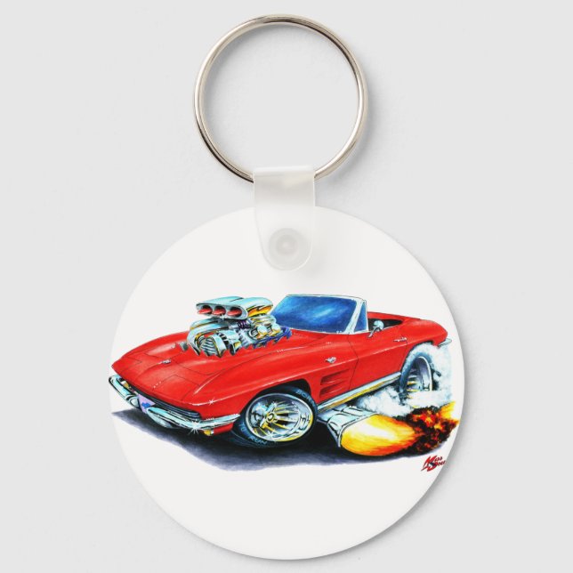 1963-64 Corvette Red Convertible Key Ring (Front)