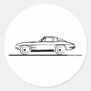 1963 Corvette Sting Ray Split Window Coupe Classic Round Sticker