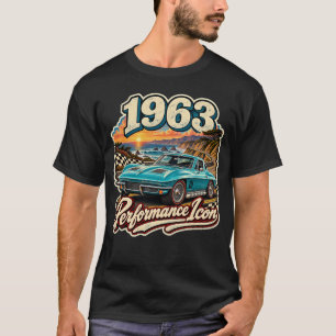 1963 Turquoise Corvette Sting Ray Racing Art T-Shirt