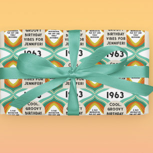1963's Personalised 60's Birthday Retro Rad Wrapping Paper Sheet