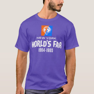 196465 New York Worlds Fair Colour Text All White T-Shirt
