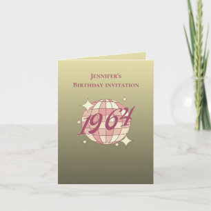 1964 60th birthday retro gold pink Invitatio Invitation