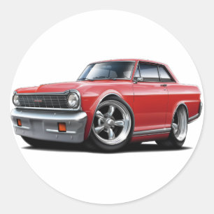 1964-65 Nova Red Car Classic Round Sticker