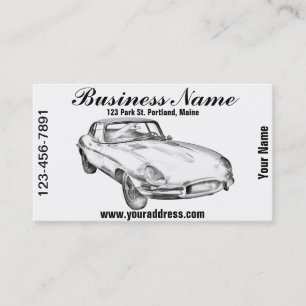 1964 Jaguar XKE Antique Sports Car Illustration Business Card