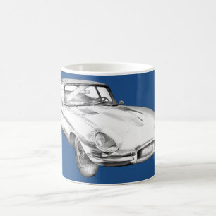 1964 Jaguar XKE Antique Sports Car Illustration Coffee Mug