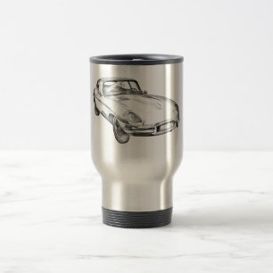 1964 Jaguar XKE Antique Sports Car Illustration Travel Mug
