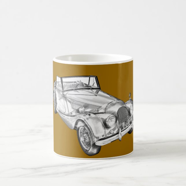 1964 Morgan Plus 4 Sports Car Illustration Coffee Mug (Center)