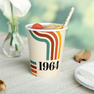1964 Retro Stripe Vintage Poster Paper Cups
