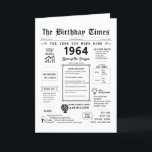 1964 The Year You Were Born Birthday Card<br><div class="desc">Want a birthday card that goes beyond "Happy Birthday"? Our 1964 birthday card is a time capsule! It's packed with fascinating facts about the year they were born, from major milestones (the first ATM) to surprising inventions (the computer mouse). Dive deeper with details on everyday life in 1964, including popular...</div>