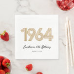 1964 White Black Faux Gold 60th Birthday  Napkin<br><div class="desc">Celebrate with these 1964, faux gold inspired 60th birthday paper napkins. Personalise with your own details and add a touch of elegance to your milestone celebration with our 1964 White and Black Faux Gold 60th Birthday Napkins. These stylish napkins combine classic design with a hint of glamour, making them the...</div>