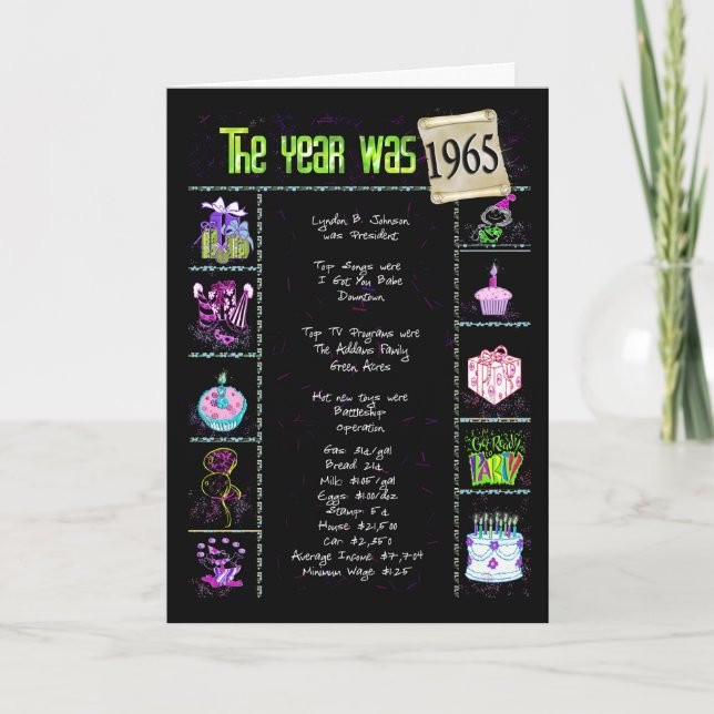 1965 Birthday Fun Facts Card (Front)