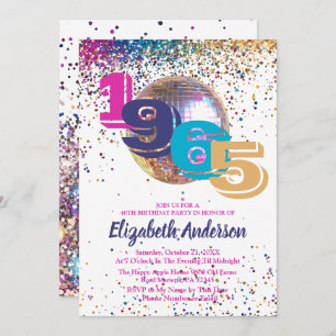 1965 Colourful Disco 60th Birthday Party Customiza Invitation