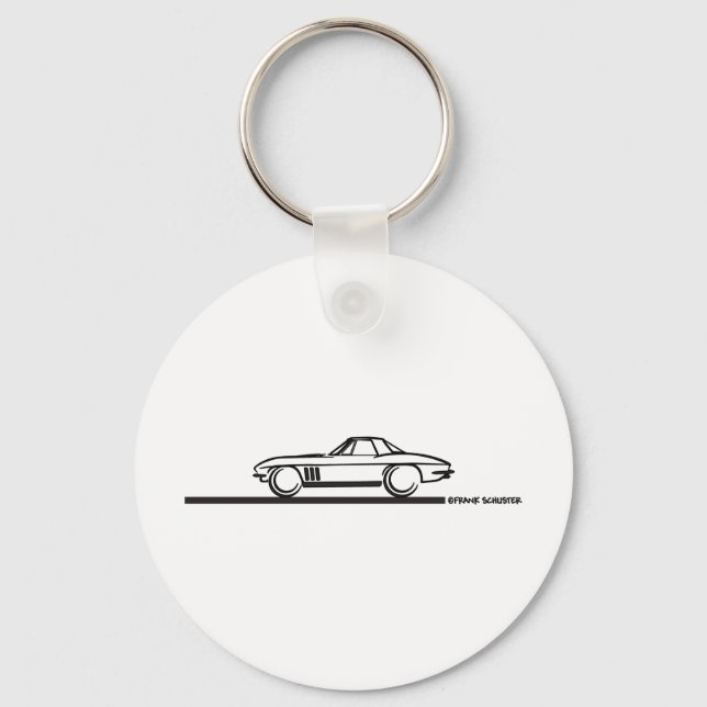 1965 Corvette Stingray Hardtop BLK Key Ring (Front)