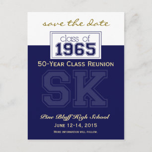 1965 Custom Class Reunion Save-the-Date Announcement Postcard