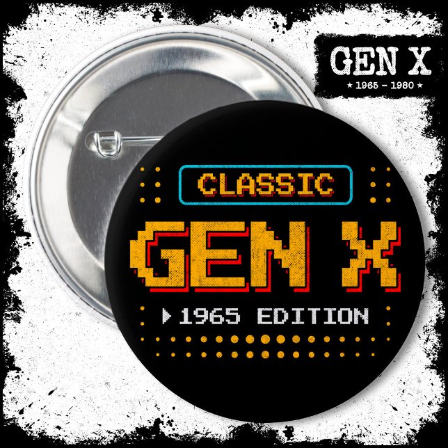 1965 Gen X Classic Retro Gamer Gaming Birthday 6 Cm Round Badge (Creator Uploaded)