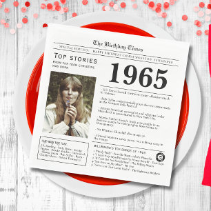 1965 Newspaper Birthday Trivia  Napkin