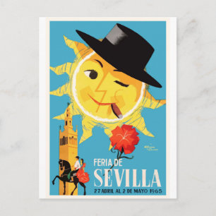 1965 Seville Spain April Fair Poster Postcard