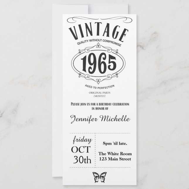 1965 Vintage Birthday Invitation (Front)