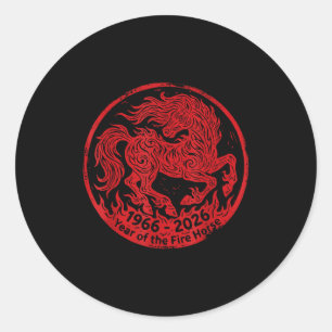 1966 2026 year of the fire horse 60th birthday classic round sticker