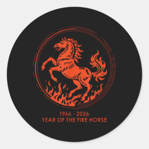 1966 2026 Year of The Fire Horse 60th Birthday Classic Round Sticker