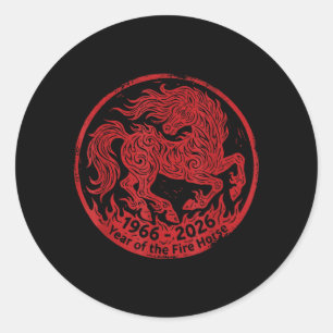 1966 2026 Year of The Fire Horse 60th Birthday Classic Round Sticker
