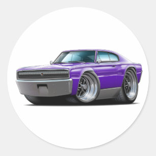 1966-67 Charger Purple Car Classic Round Sticker