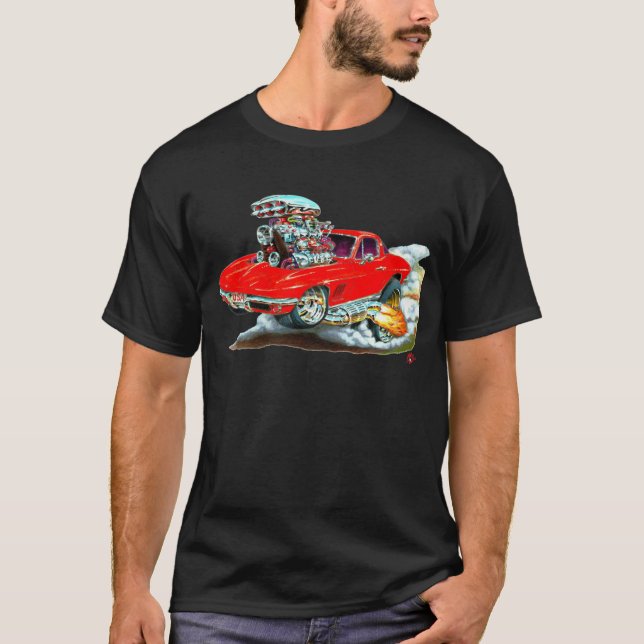 1966-67 Corvette Red Car T-Shirt (Front)