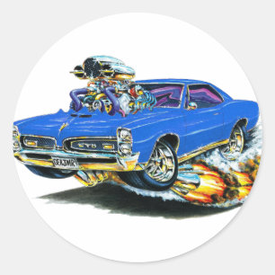1966-67 GTO Blue Car Classic Round Sticker