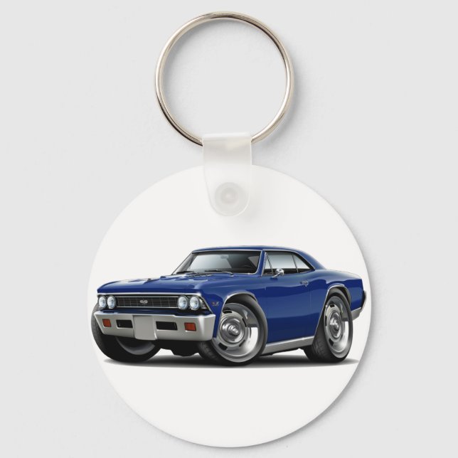 1966 Chevelle Dark Blue Car Key Ring (Front)