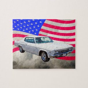 1966 Chevrolet Caprice With American Flag Jigsaw Puzzle
