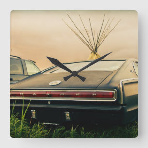 1966 Dodge Charger Square Wall Clock