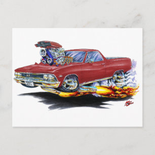 1966 El Camino Maroon Truck Postcard