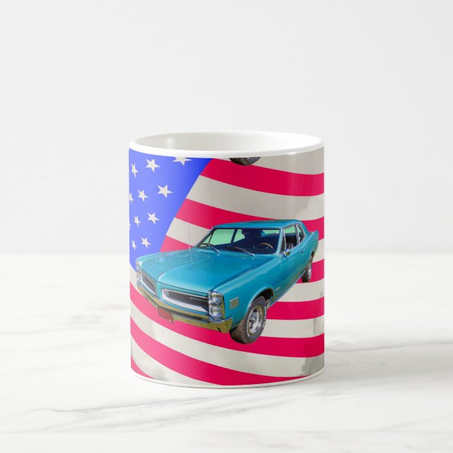 1966 Pontiac Le Mans And American Flag Coffee Mug (Center)