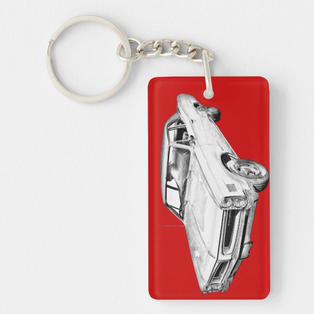 1966 Pontiac Lemans Car Illustration Key Ring (Front)
