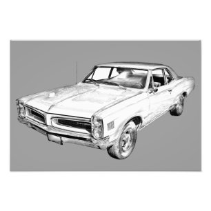 1966 Pontiac Lemans Car Illustration Photo Print