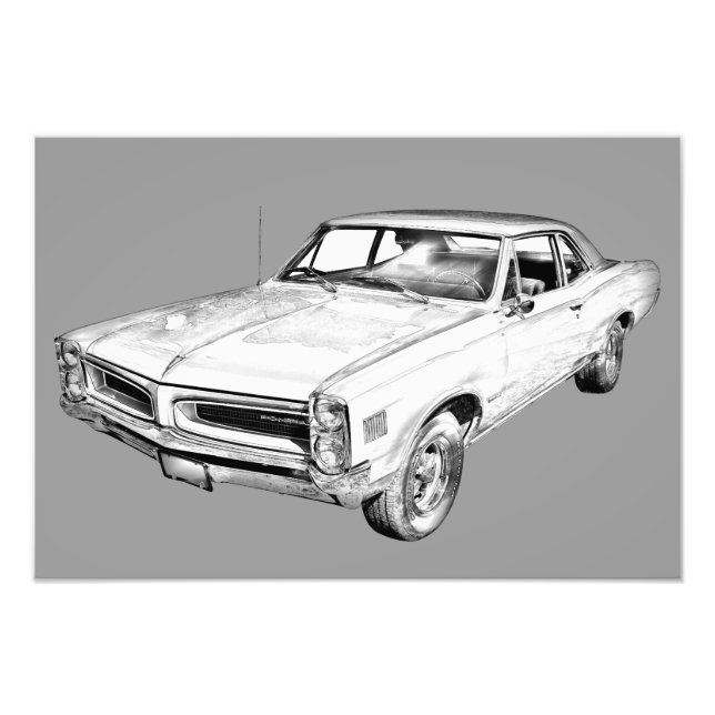 1966 Pontiac Lemans Car Illustration Photo Print (Front)