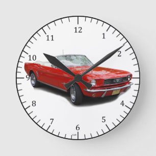 1966 red convertible classic car clock