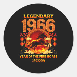 1966 Year Of The Fire Horse 60th Birthday Chinese  Classic Round Sticker