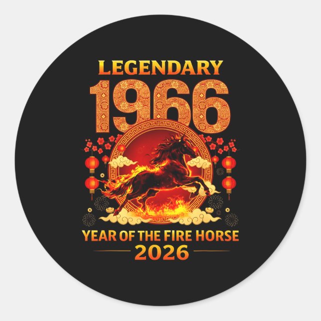 1966 Year Of The Fire Horse 60th Birthday Chinese  Classic Round Sticker (Front)