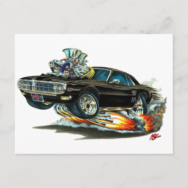 1967-68 Firebird Black Car Postcard (Front)