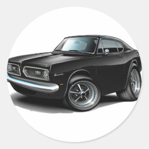 1967-69 Barracuda Black Car Classic Round Sticker